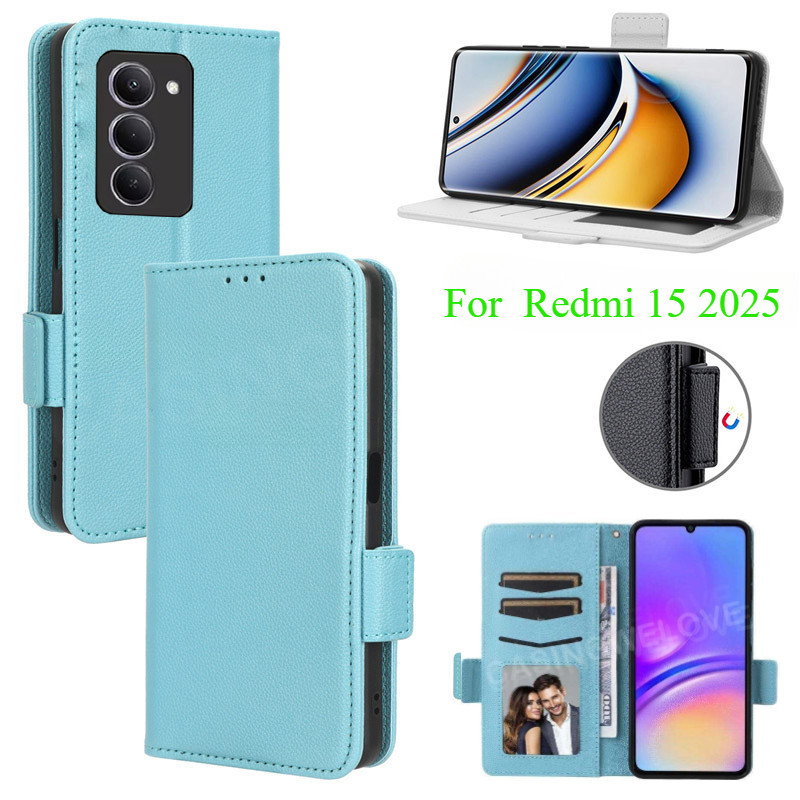 Casing For Xiaomi Redmi 15 Redmi15 15C 4G 5G 2025 Luxury Flip Leather ...