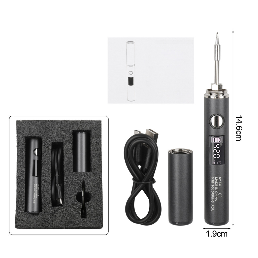 Cordless Soldering Iron Kit 1400mAh Rechargeable - Portable LCD Digital Adjustable Temperature Soldering Gun