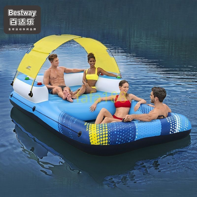 BestwayGiant oversized inflatable floating island with awning ride ...