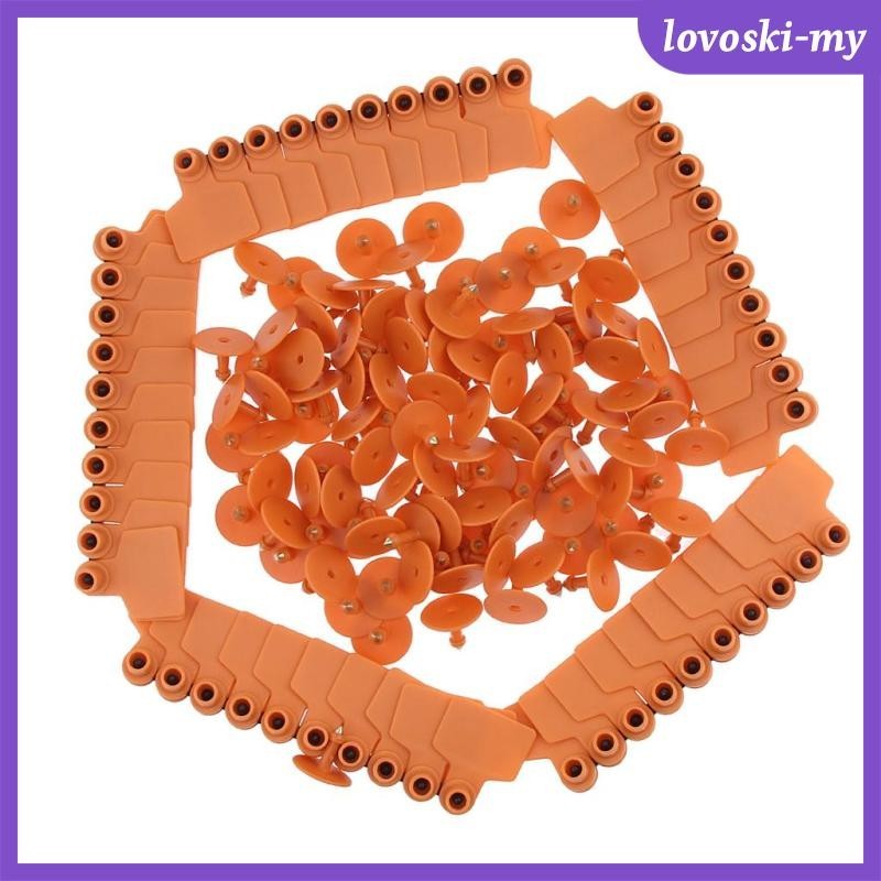 100-Pack Blank Cattle Ear Tags - Orange Plastic Livestock Tags For Cows & Sheep