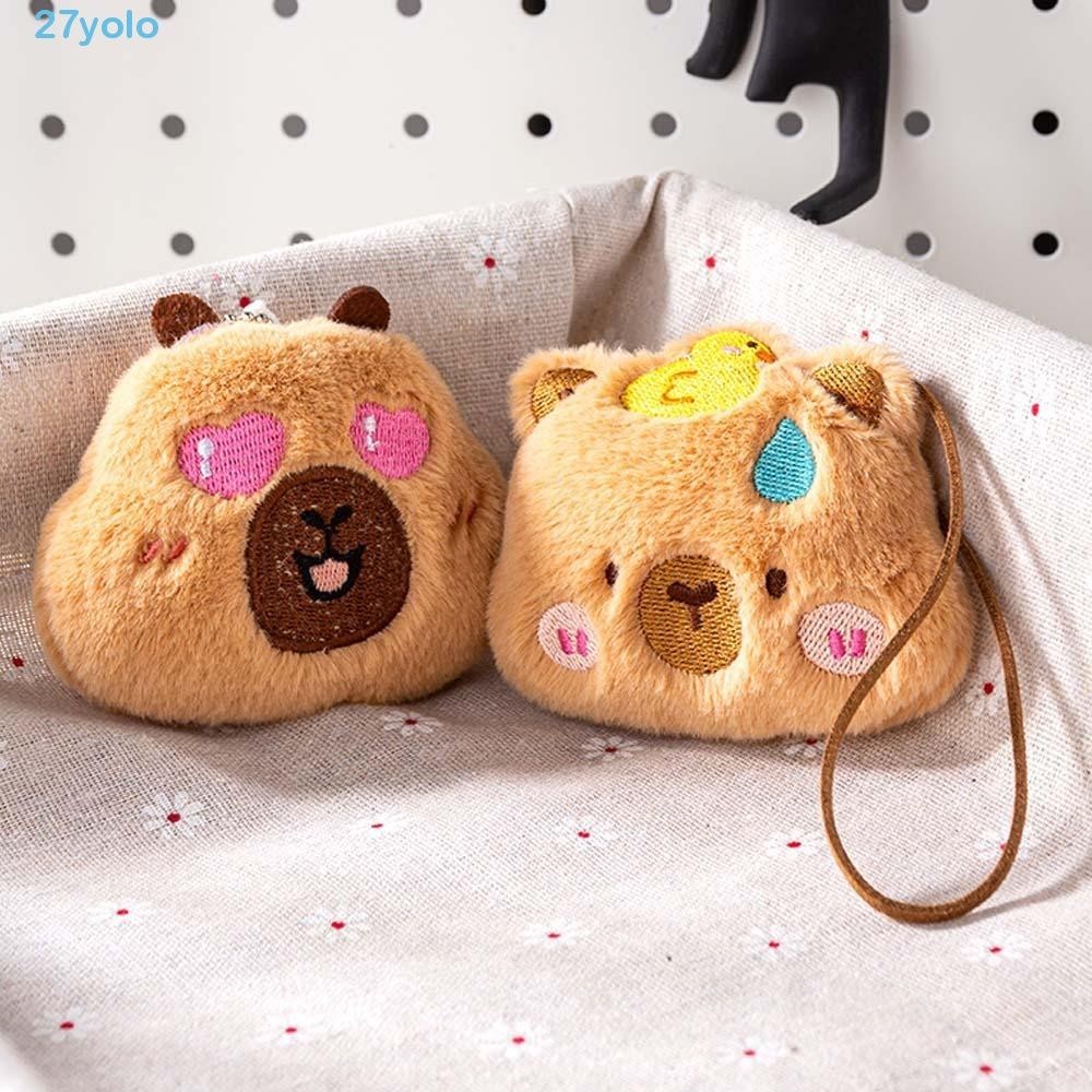 YOLO Capybara Plush Keychain, Squinting Blinking Capybara Key Ring ...