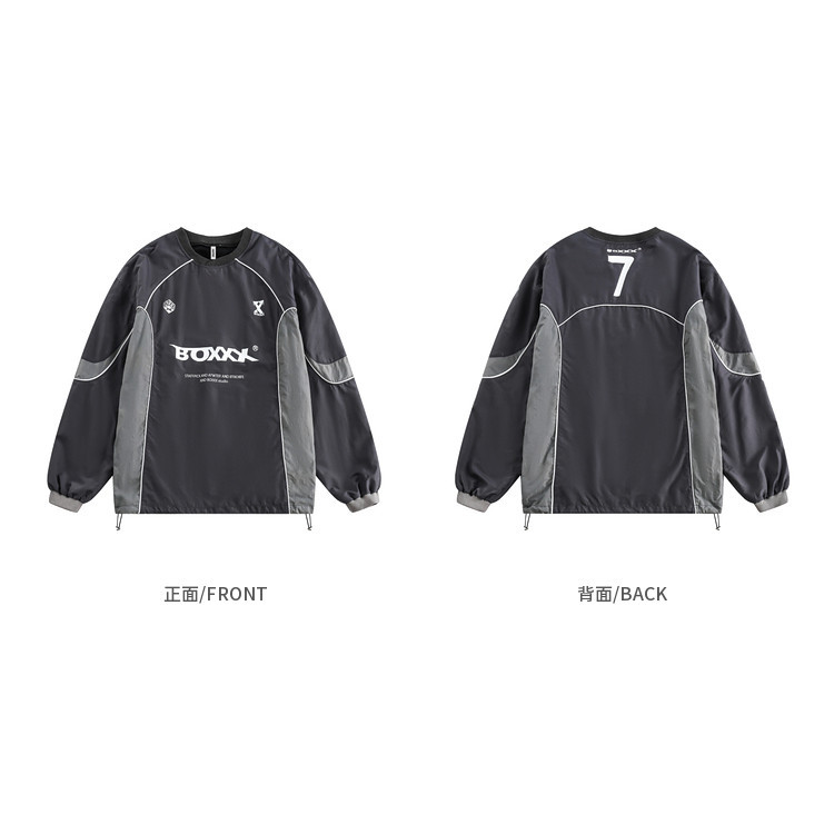 Sweater American Mechanical Style Color Matching Waterproof Pullover ...