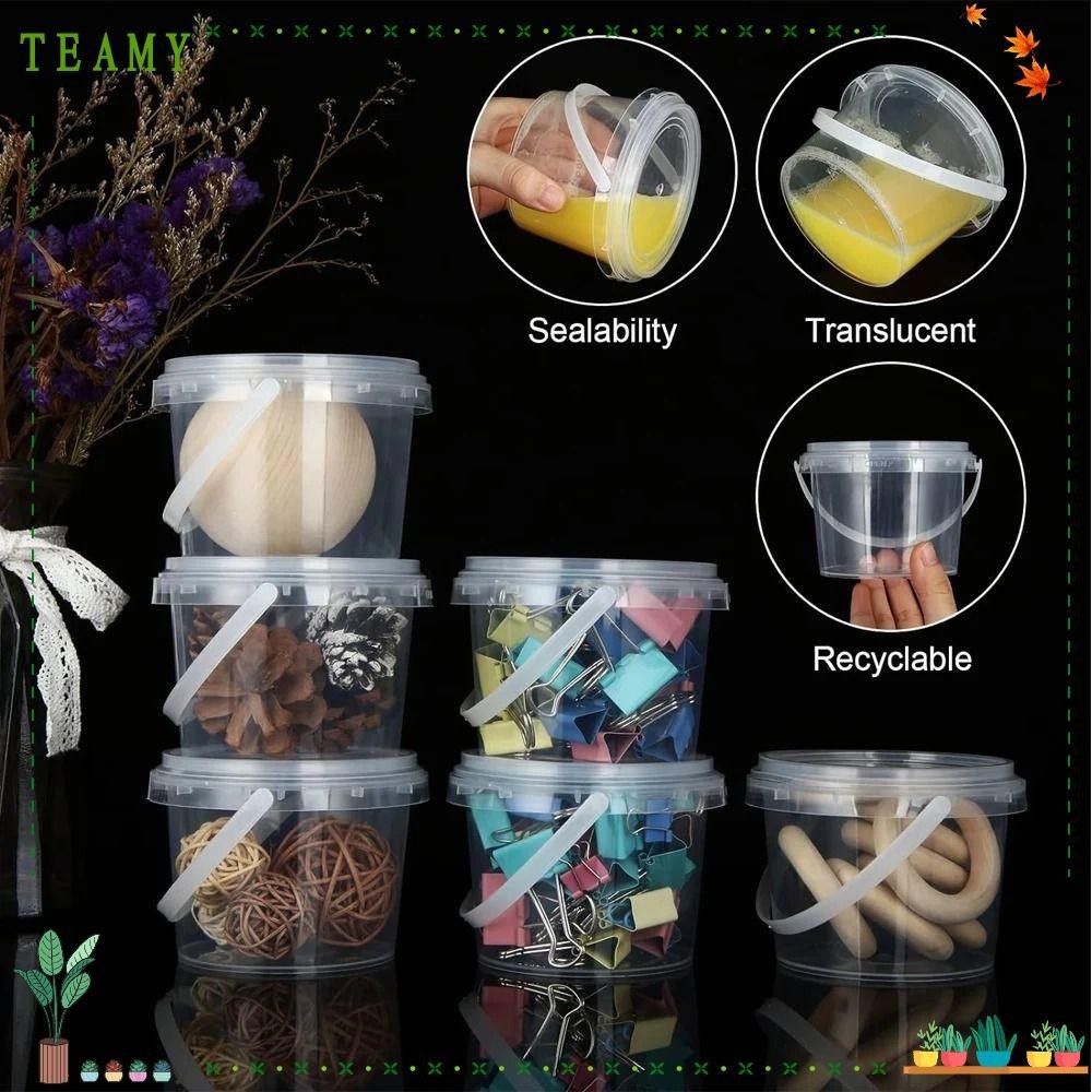 TEAMY Plastic Bucket Container, Food Buckets Storage Pail, Creative ...