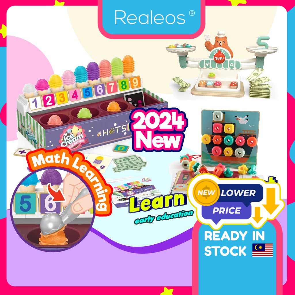 Realeos Ice Cream Box Math & Logic Counting Number Shape Matching Color ...