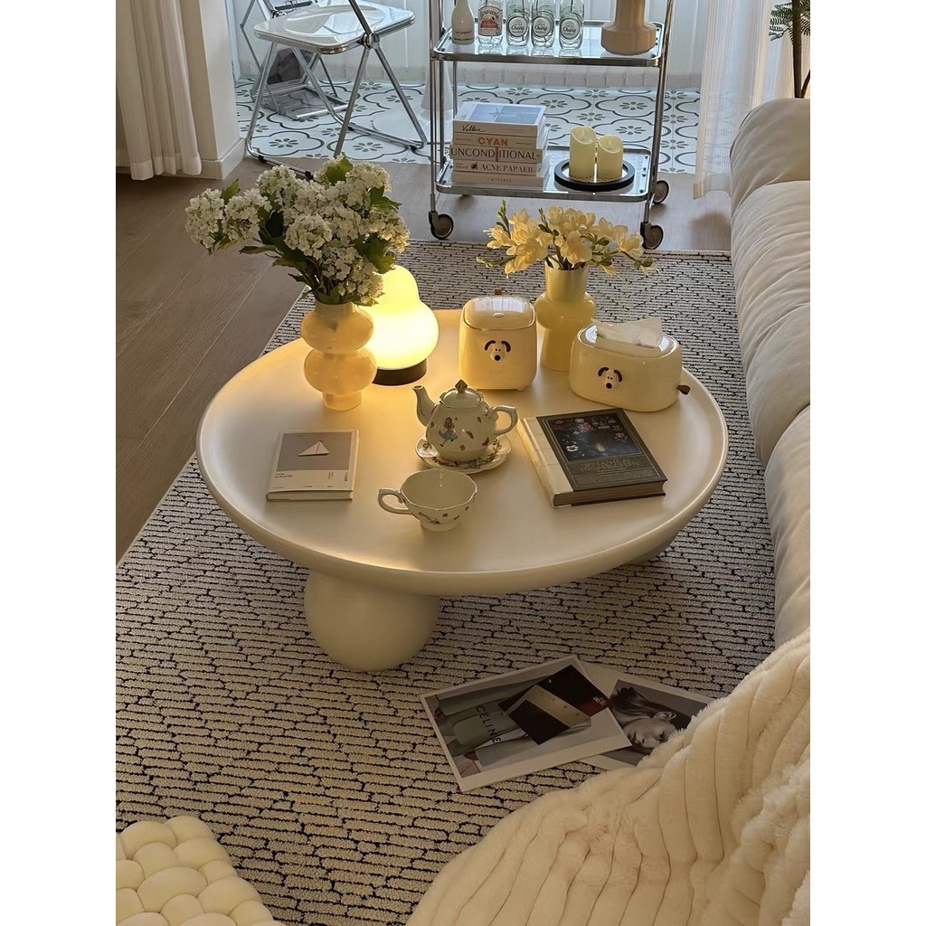 Round Cream Style Coffee Table Living Room Home Creative Nordic Simple ...