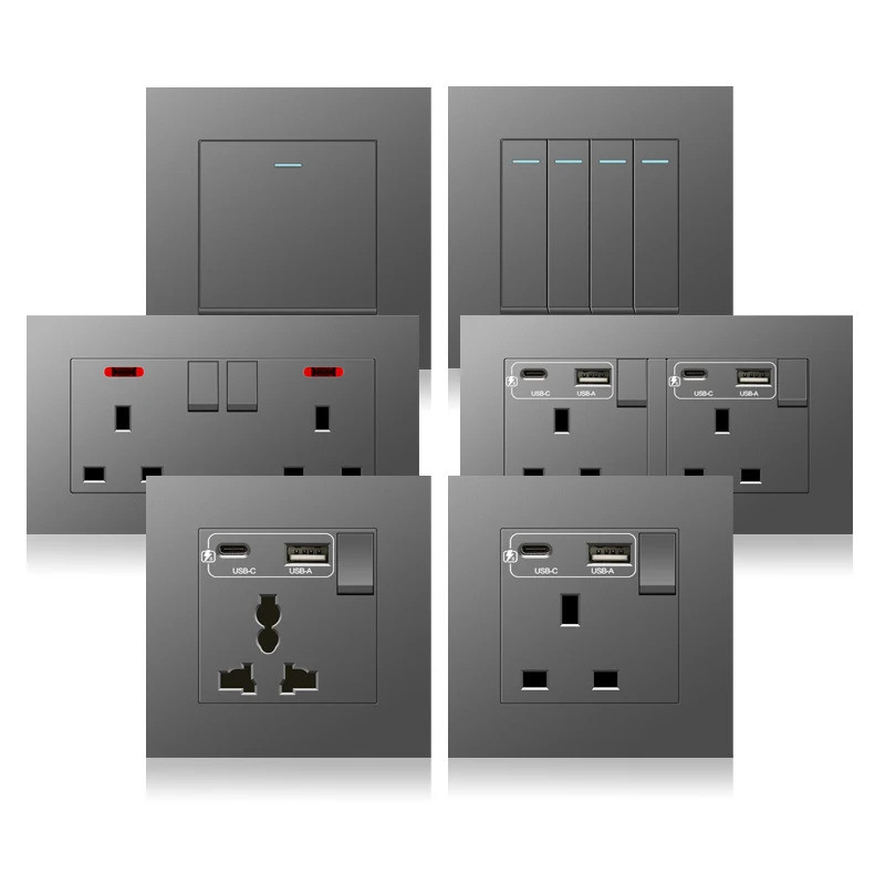 18W Type-C Quick Charging Plug Outlet,UK 13A Home Electrical Wall Power ...