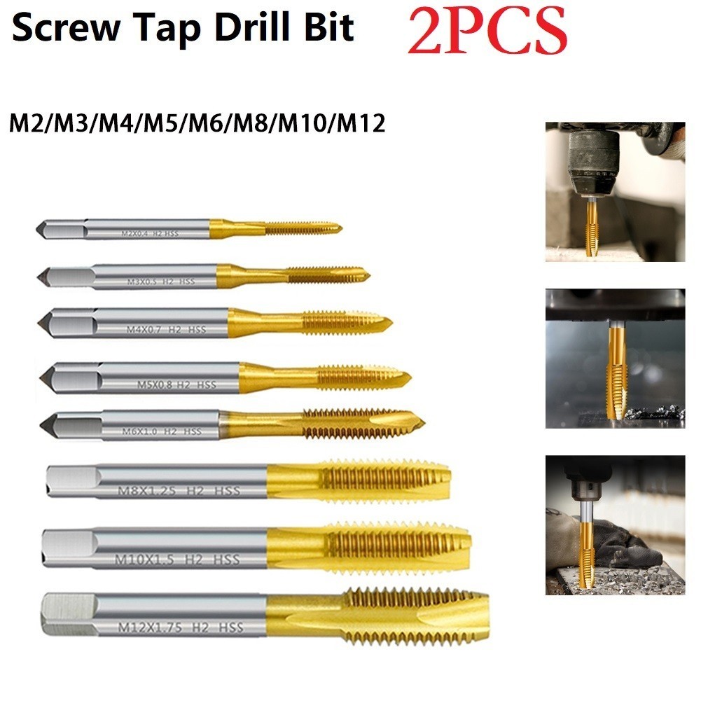 [Super] 2PCS Titanium Coating Screw Thread Tap Drill Bit M2-M12 Metric ...