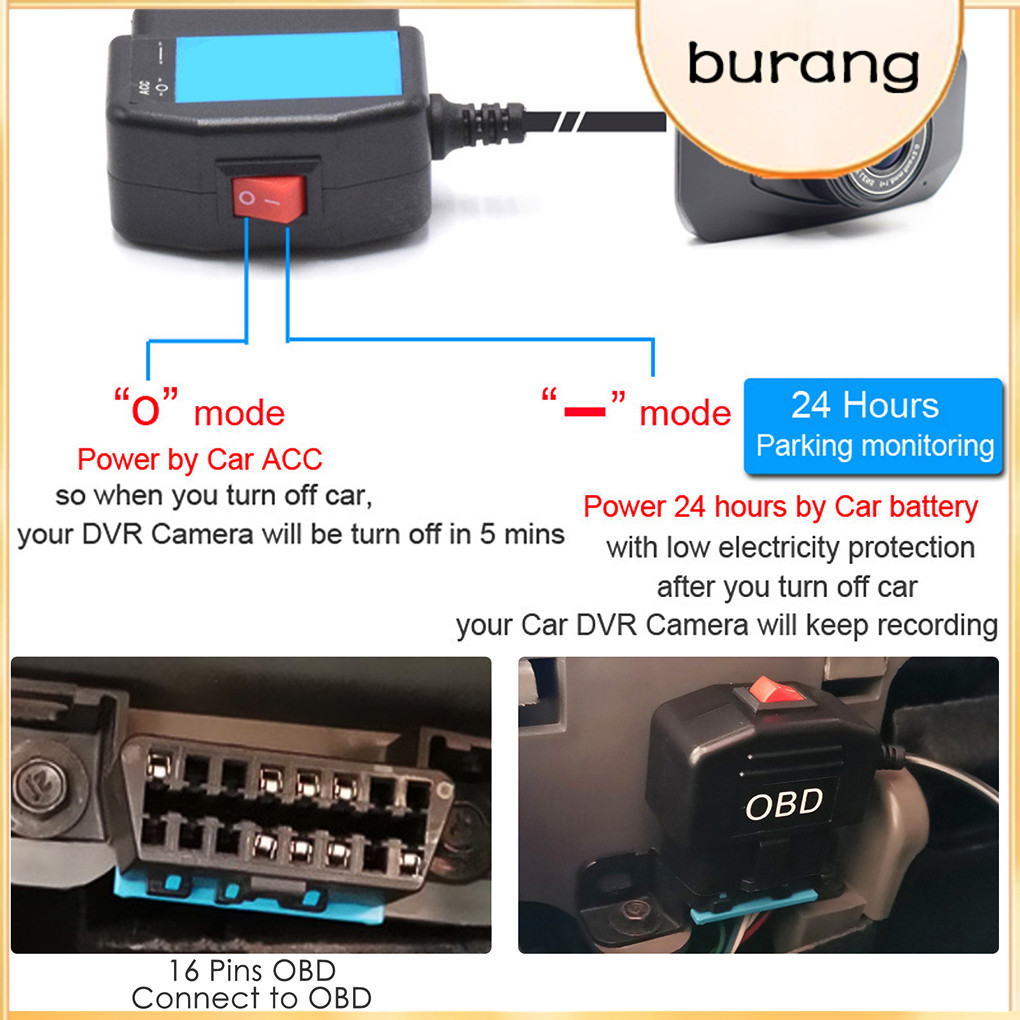 Dash Cam Power Source Adapter Voltage Automobile Cable Reduction Switch ...