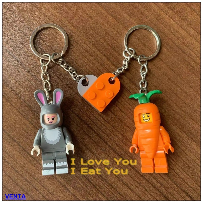Cute Rabbit and Carrot Man Keychain Couple Backpack Small Pendant ...