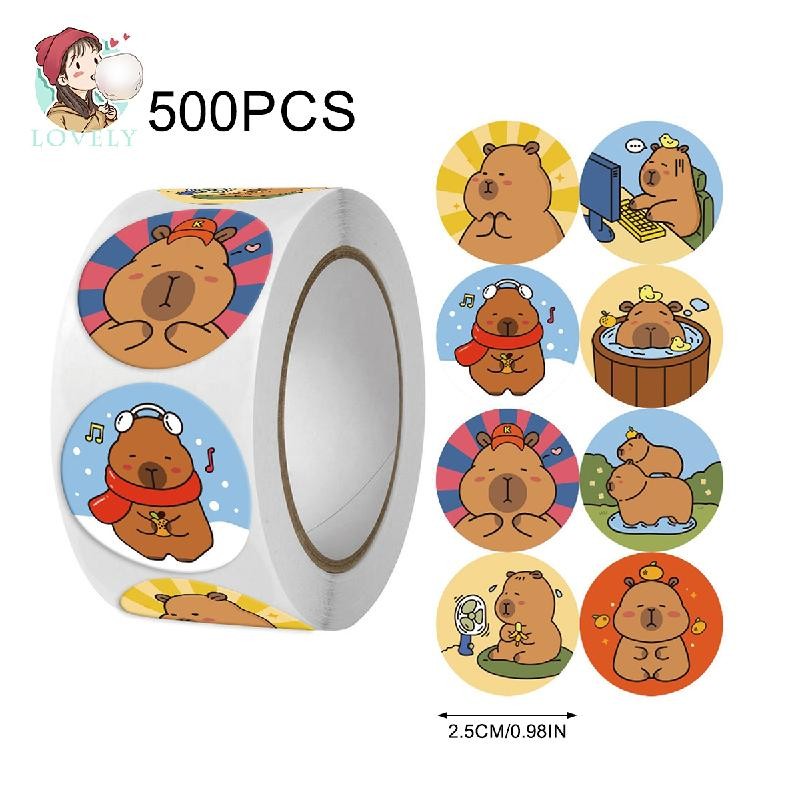 Capybara Stickers 500 Pcs Round Sealing Labels Cute Gift Wrapping ...