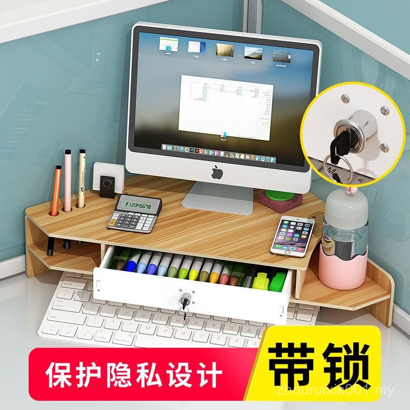 Triangular Desktop Computer Elevated Rack Desktop Corner Monitor Base ...
