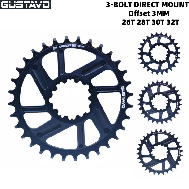 GUSTAVO Rantai Basikal 3-BOLT DIRECT MOUNT Offset 3MM Lebar Gigi Sempit ...