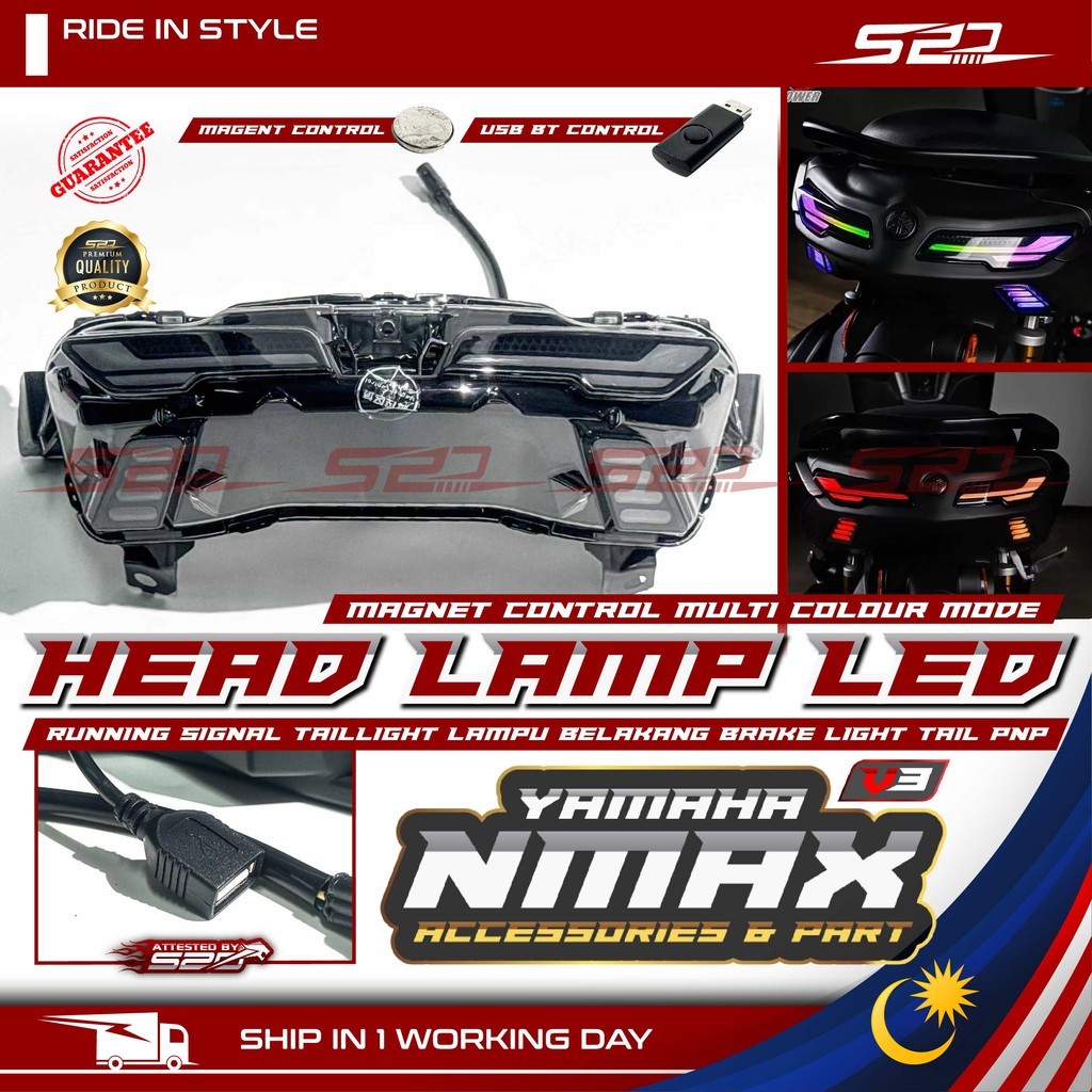 Led Tail Lamp Shark Power NMAX V3 Magnet Or App Control Multi Color ...