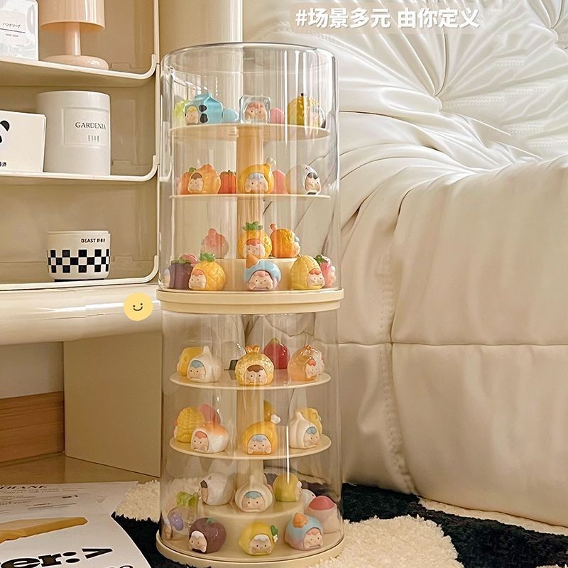Rotating Cute Particle Display Box Acrylic Transparent Mystery Box ...