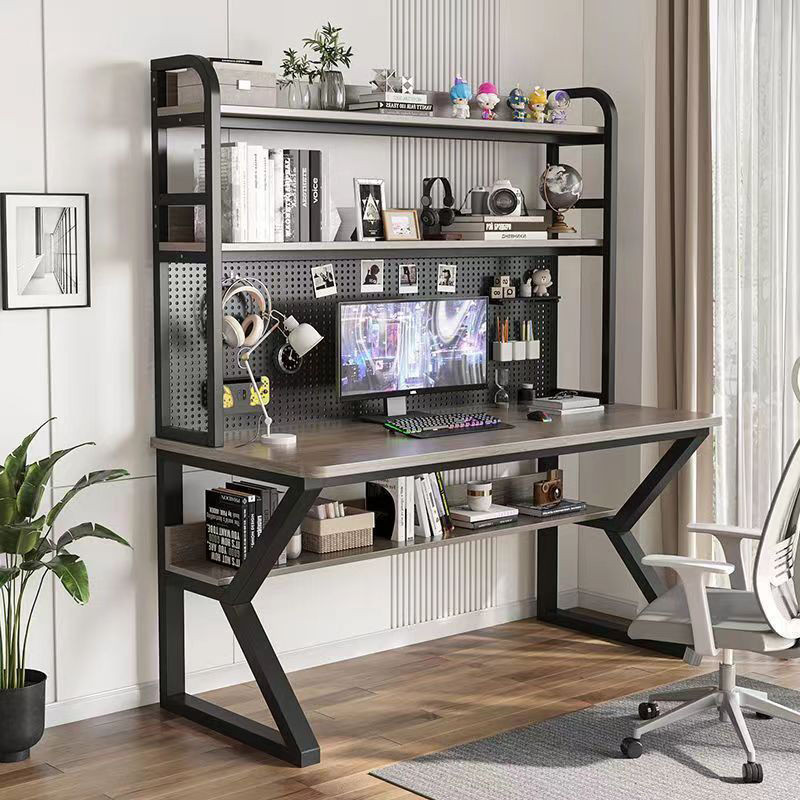 Meja komputer Desktop meja rumah dengan rak buku gabungan bersepadu ...