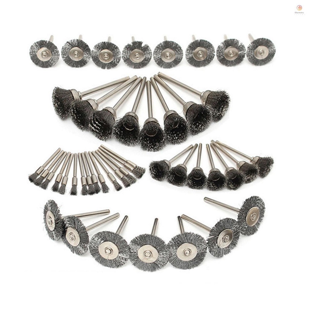 30 Pcs Wire Brush Wheel Set For Dremel – 1/8 Inch Shank Coarse Crimped Steel Brushes For Rotary Tools