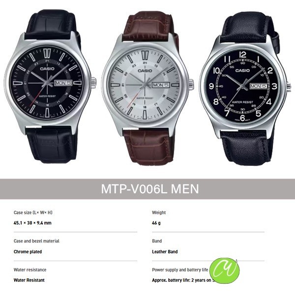 [CASIO MEN] CASIO DAY AND DATE MEN BASIC ANALOG QUARTZ WATCH MTP-V006L ...