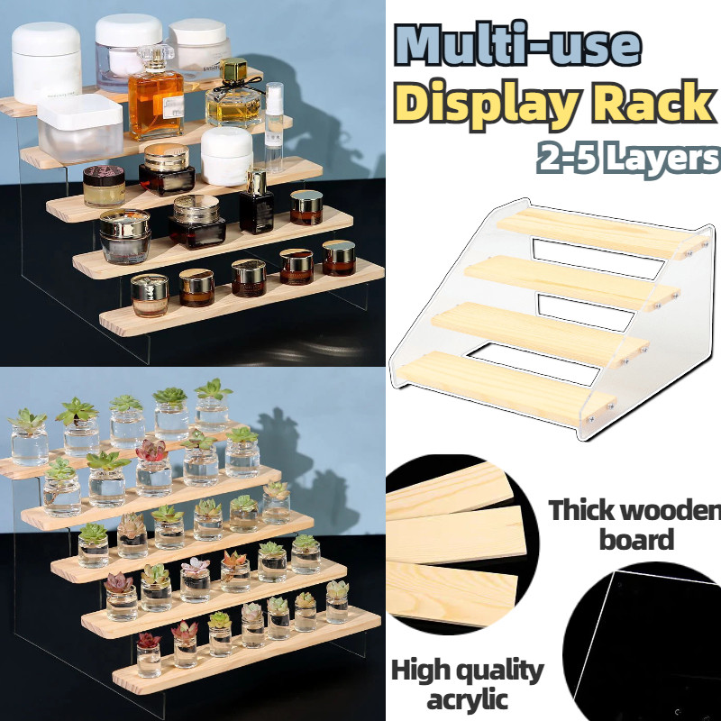 2-5 Layers Ladder Multi-use Display Rack Wooden Potting Cake Toy Doll ...