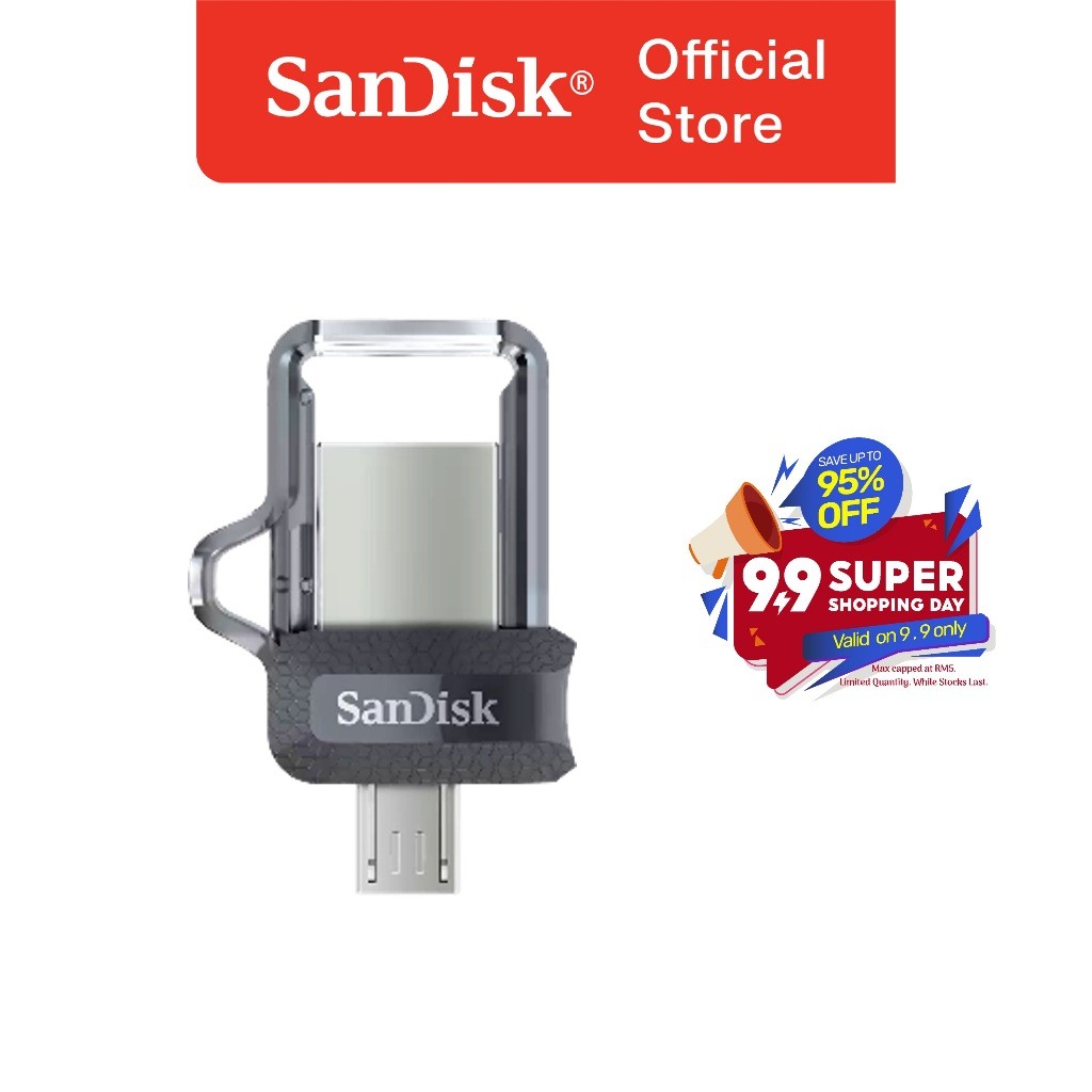 Pendrive SanDisk Ultra Dual M3.0 64GB 3.0 Preto - Escorrega O Preço