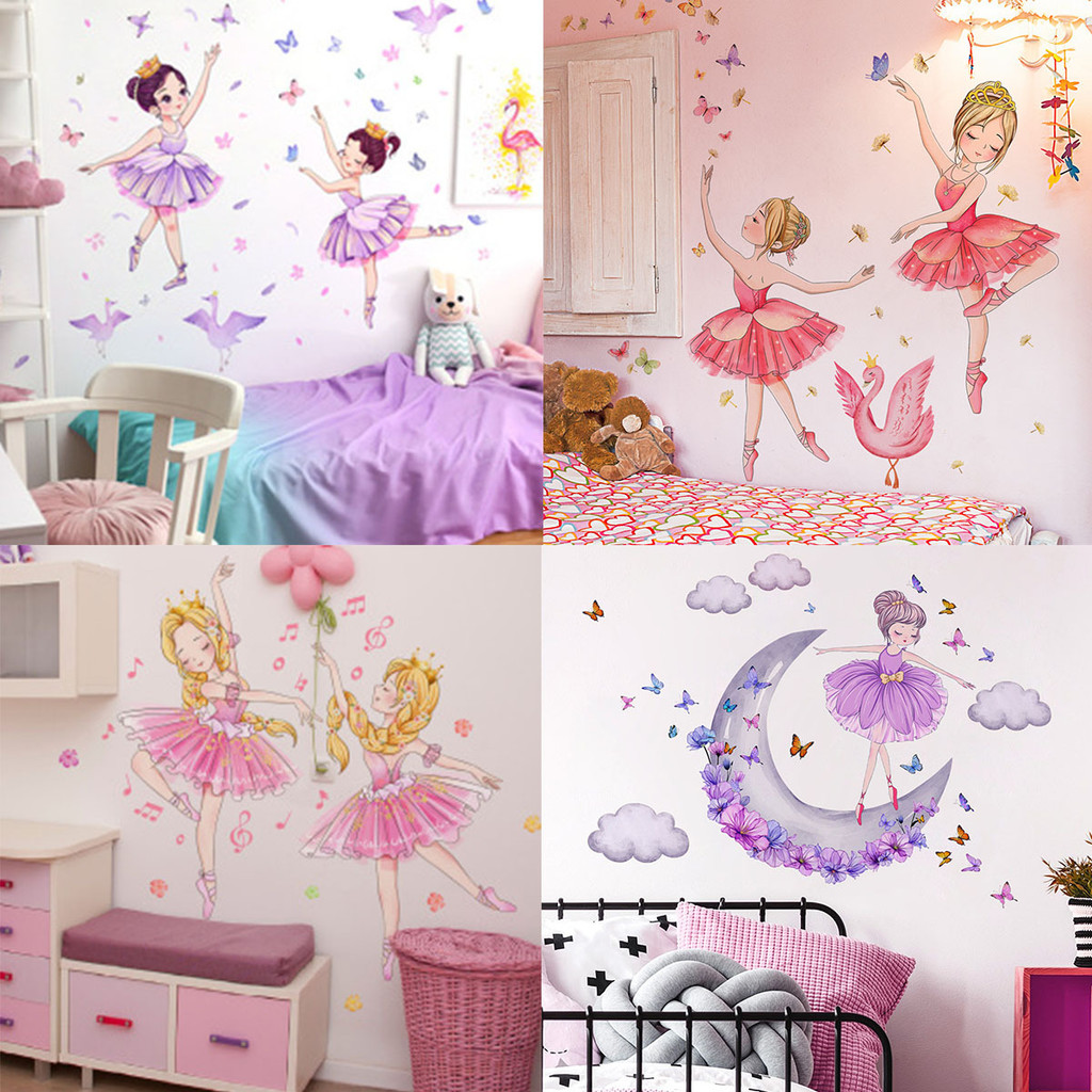 Wall Stickers Girls Ballet Swan Butterfly Wall Stickers, Children's ...