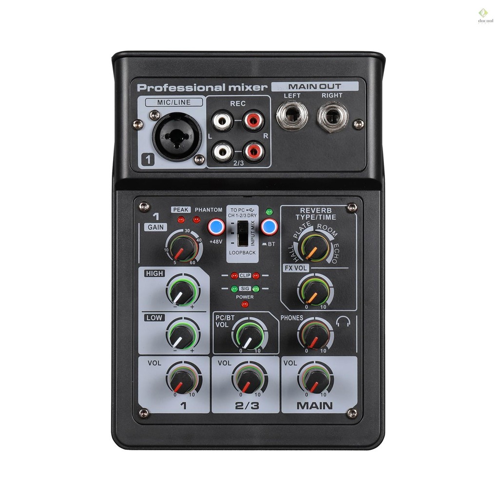 3 Channel Audio Mixer BT Digital Stereo Sound Board Console System DSP ...