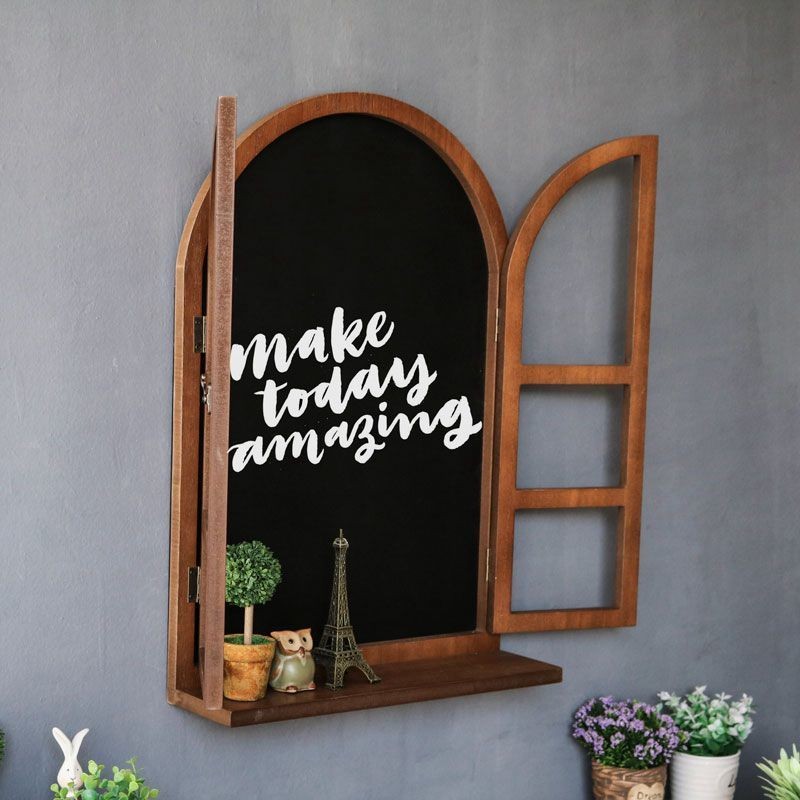 European Country Retro Simulation Window Blackboard Wall-Mounted ...