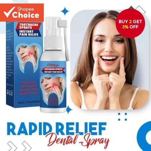 BUY 2 GET 1 FREE - Dental Pain Relief Spray, Antibacterial Solution for ...