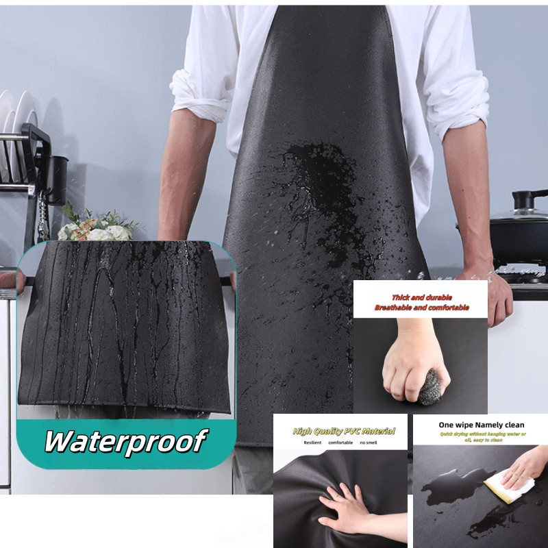 Long Labor Protection Apron Waterproof Oil-Resistant Pvc Leather Apron ...