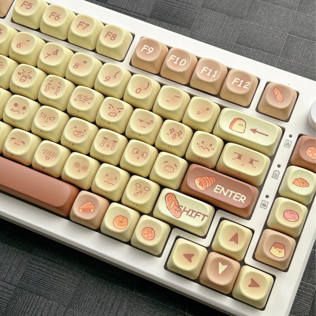 Bread Emoji Keycaps MOA Profile 130 Keys PBT Dye Sublimation Aula F75 ...