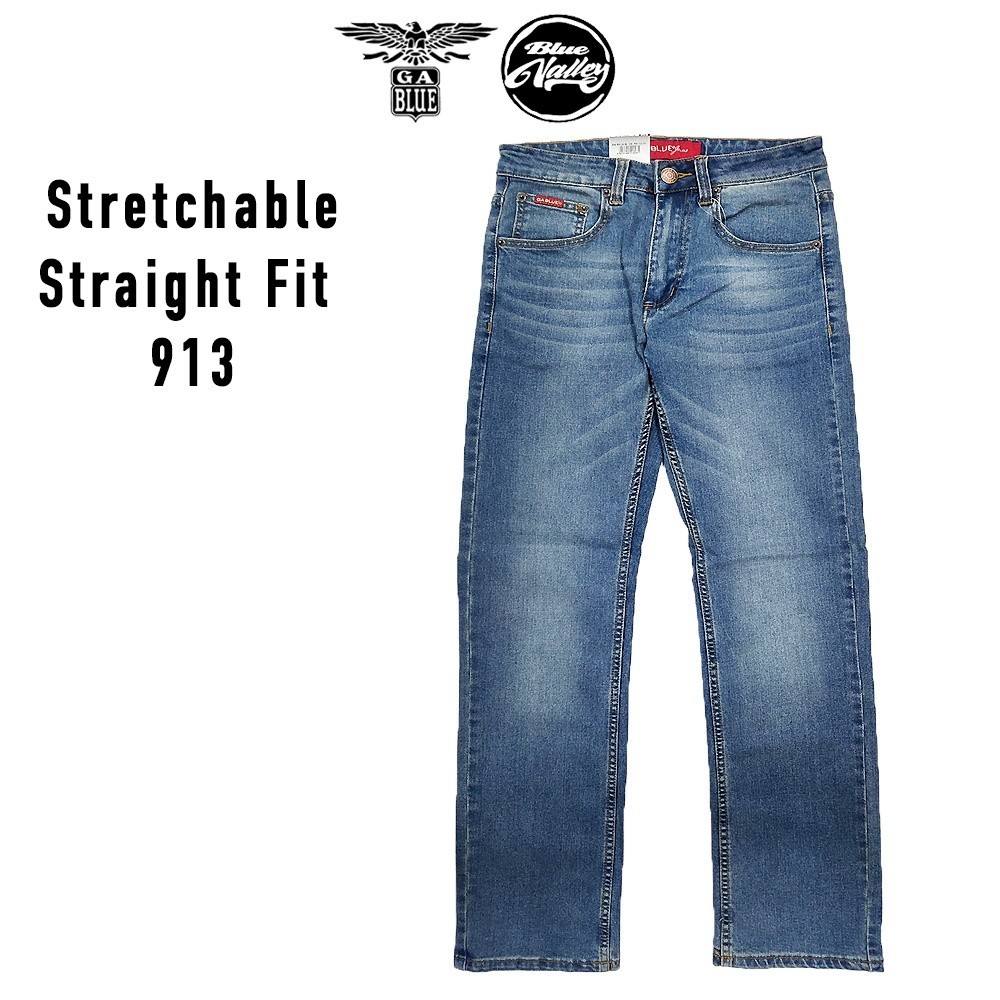 GA Blue Men's Straight Fit Stretchable Jeans Normal Rise 99131904 ...