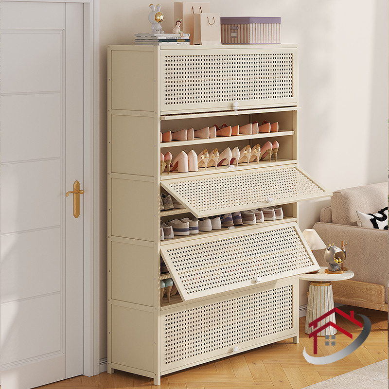 Shoe Cabinet Bamboo Shoe Rack Cream Shoe Storage Cabinet Multi-Layer ...