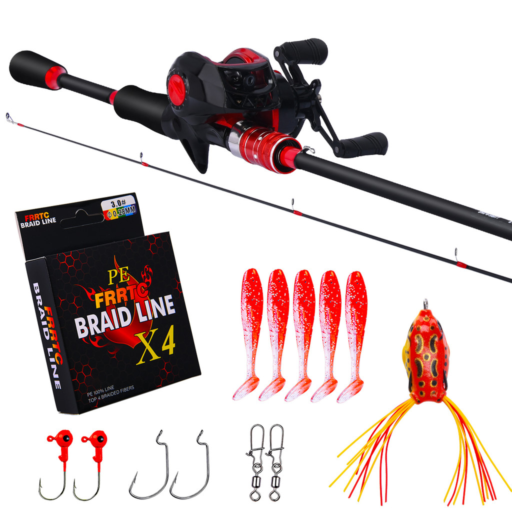 2 Sections Carbon Fishing Rod Casting Fishing Set Batang Pancing Set 2 ...