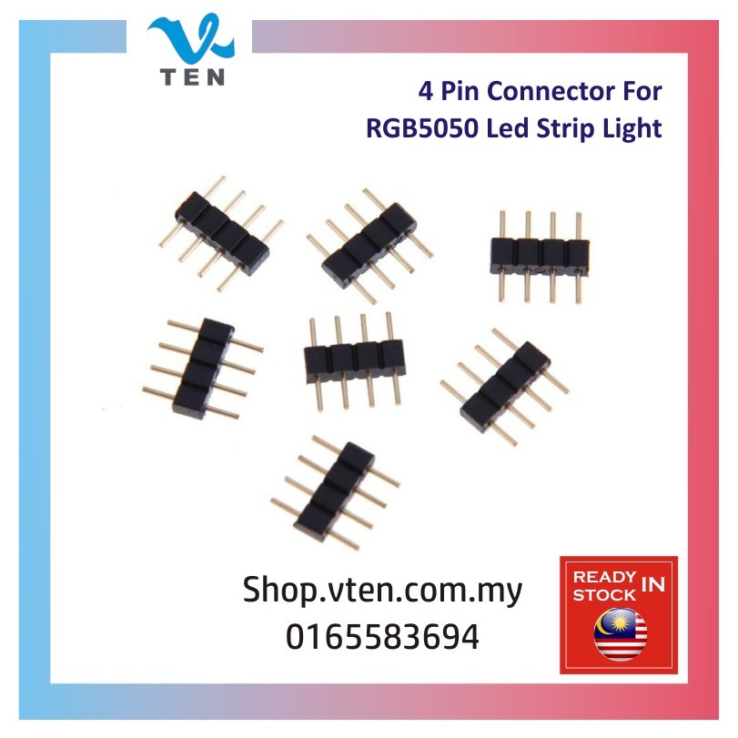 RGB 4 Pins Male to Male Adapter for 5050 3528 RGB LED Strip Light ...