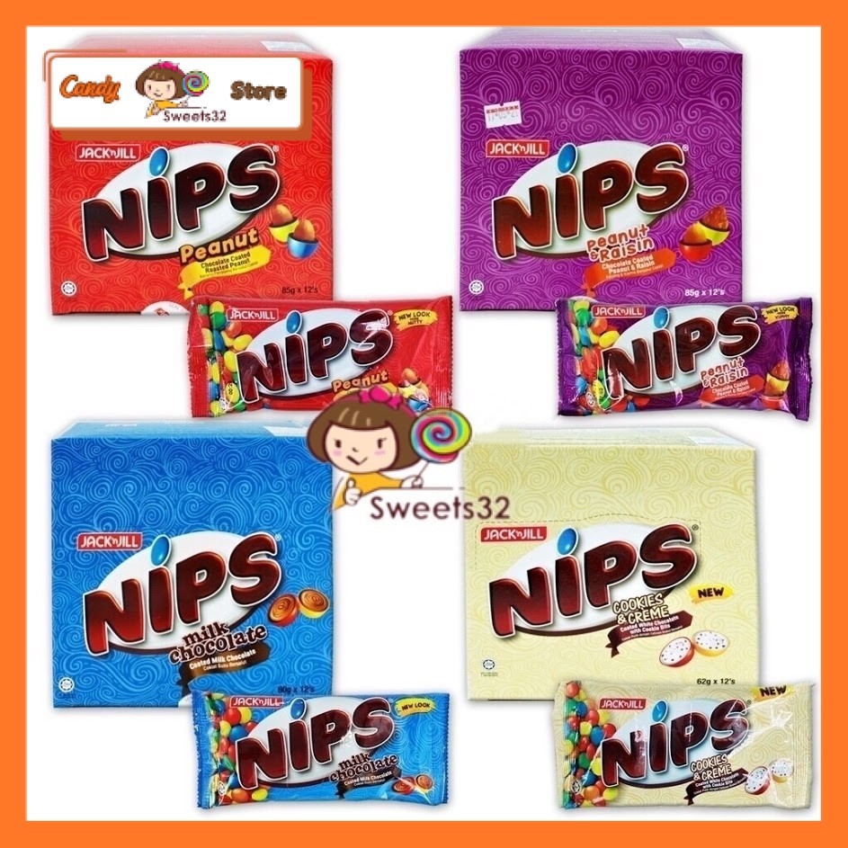 12pack X 85g 70g 62g Nips Chocolate Peanut Peanut And Raisin 