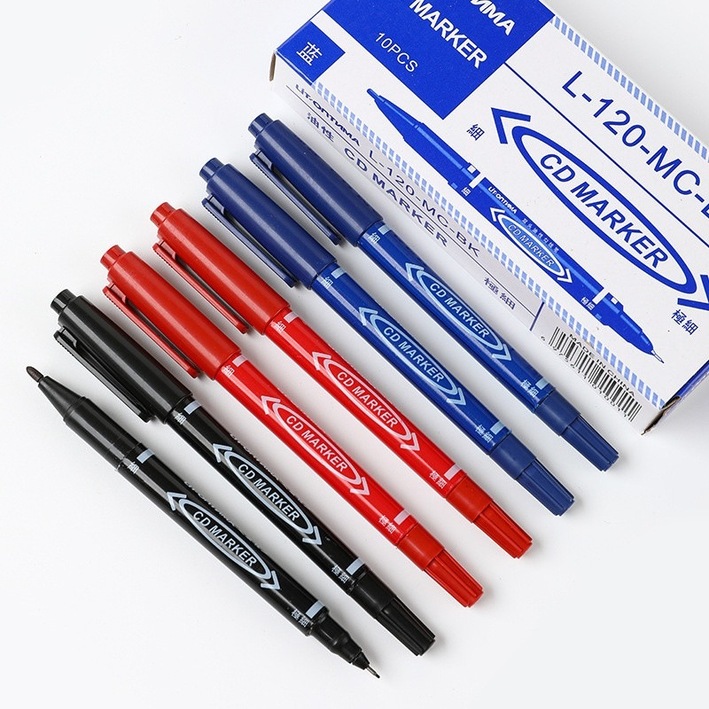 JOY Double Head Permanent Marker Pen (Fast Dry) Red Blue Black Mark On ...
