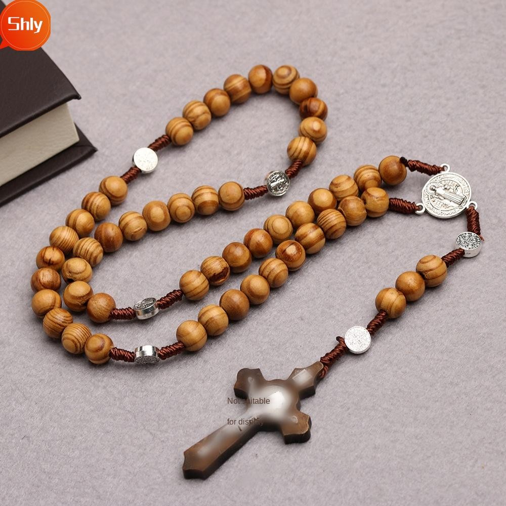 Gold Bead Chain With Jesus Christ Cross Pendant | 24K Gold Plated Religious Necklace For Men & Women - View #5