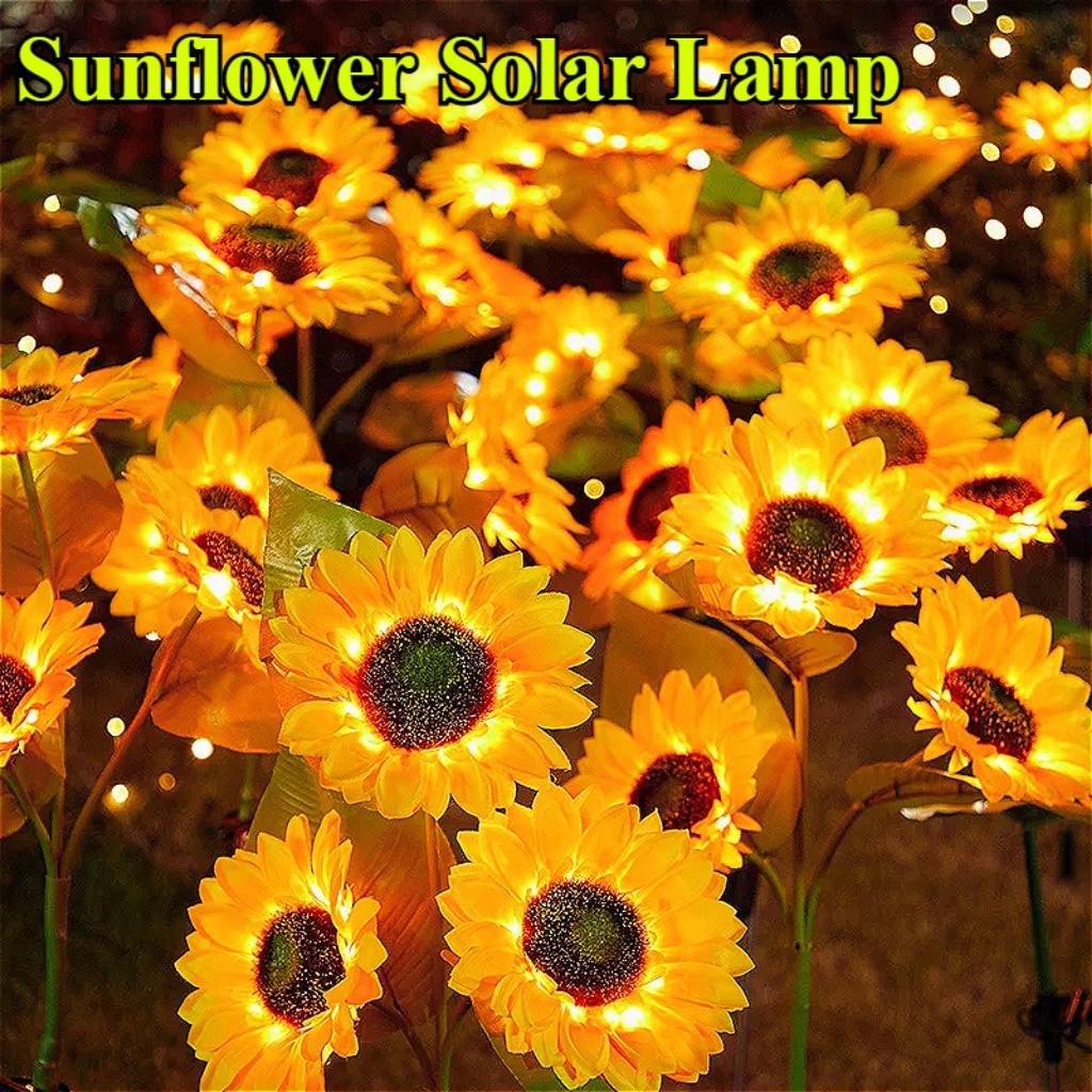 LED Sunflower Solar Lamp Lampu Solar Outdoor Waterproof Garden Lawn ...