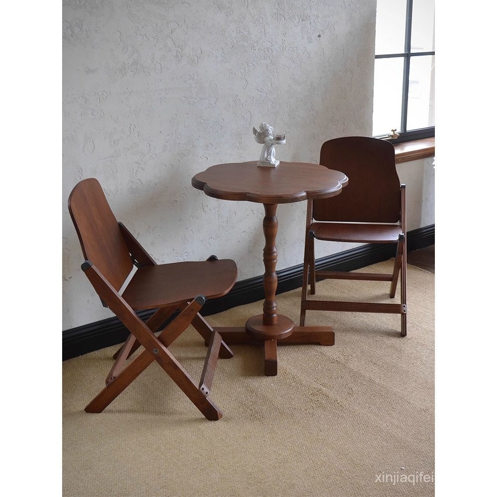 Retro Solid Wood Petal Table Small Tea Table Wooden Living Room Side ...