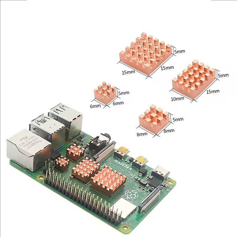 Raspberry Pi 4/4B Set Empat Keping Tembaga Tulen Papan Induk CPU ...