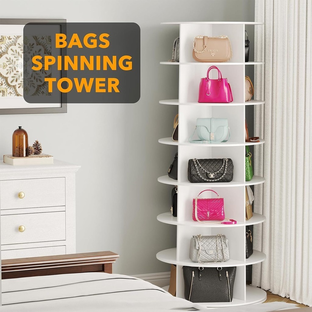 360 degree rotating shoe rack multilayer floor standing bag storage ...