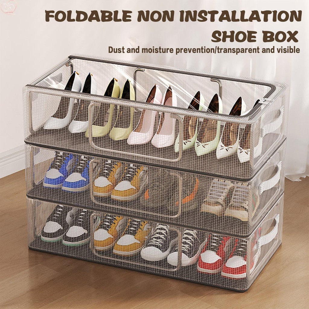 PVC Transparent Shoe Storage Box Waterproof & Foldable Shoe Organizer ...