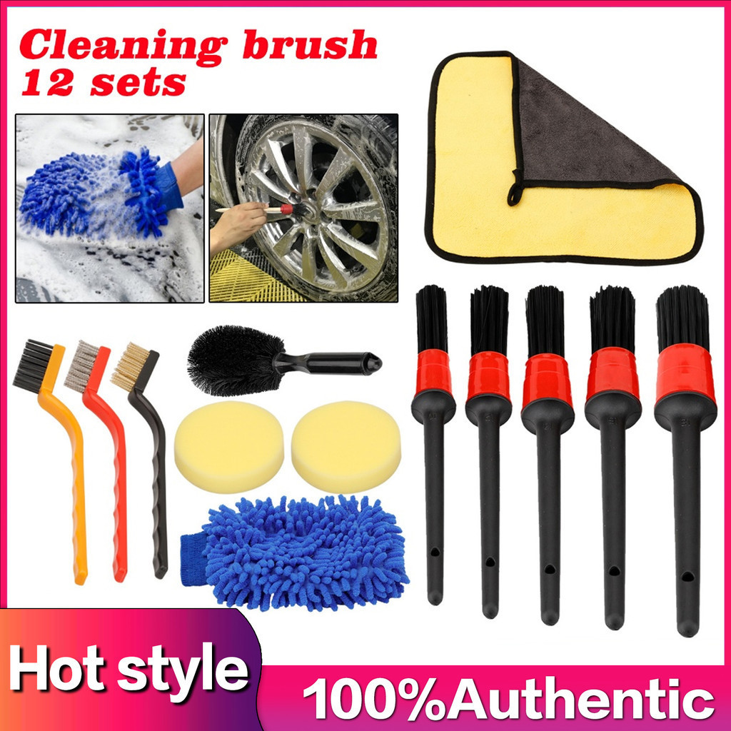 Car Wheel Brush Tire Rims Seat Engine Wash Cleaning Kit Auto Detailing Tool 17