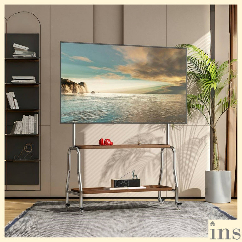 Stainless Steel TV Stand Bracket Standing Storage Rack With Wheels ...