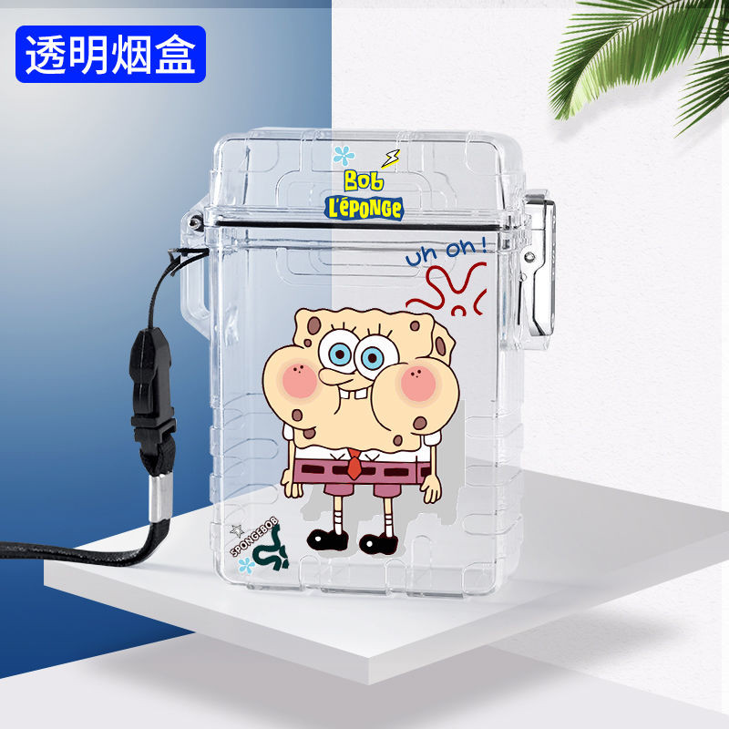 spongebob cigarette case New Transparent Waterproof Cigarette Case Large Capacity Unique Sanrio  Cartoon Style Pattern Storage Box Comes with Lanyard Free Boyfriend  Portable Storage Box Waterproof Sealed Storage Box