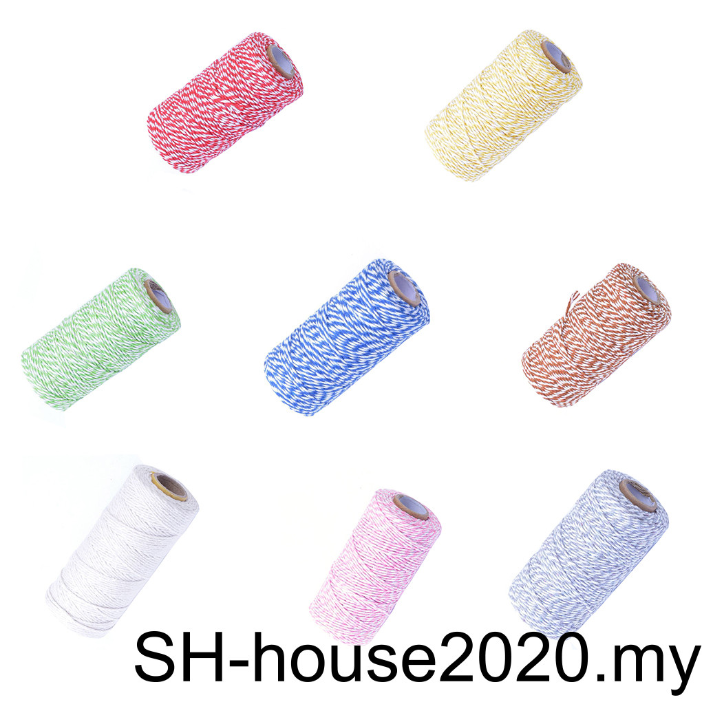 1/2/3/5 100M*2MM Cotton Twine Cord Double Color Rope Twine Decorative ...