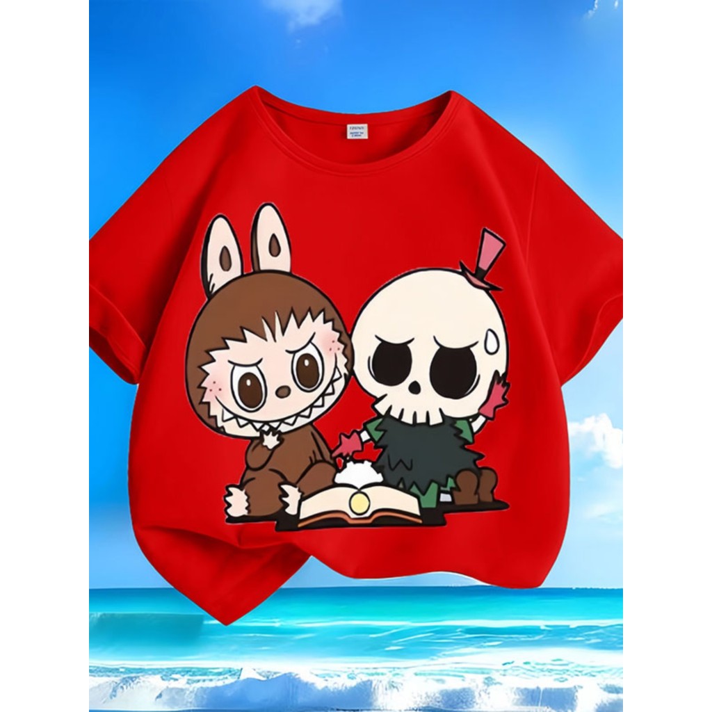 Children's Short Sleeves 2024 LABUBU new boys' and girls' pure cotton ...