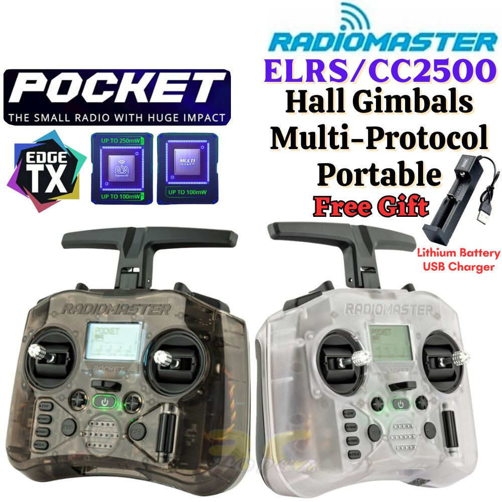 Radiomaster Pocket Hall Gimbal - Télécommande RC Transmitter Compacte ELRS/CC2500 Avec EdgeTX
