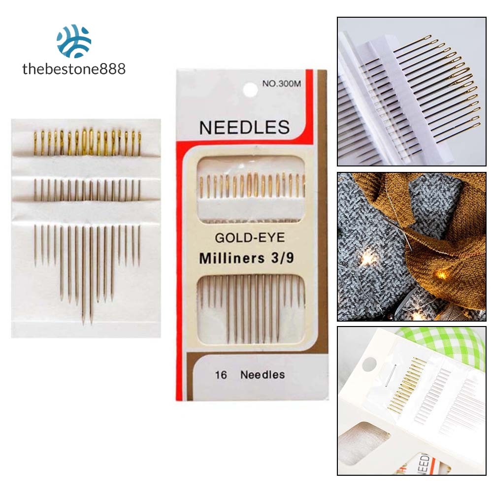 (THEBEST) 16pcs Large Eye Needles Self Threading Hand Sewing Needle ...
