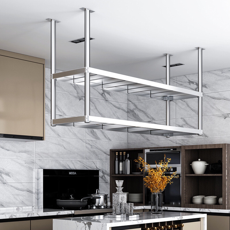 European Style Stainless Steel Ceiling Rack Kitchen Restaurant Hotel ...