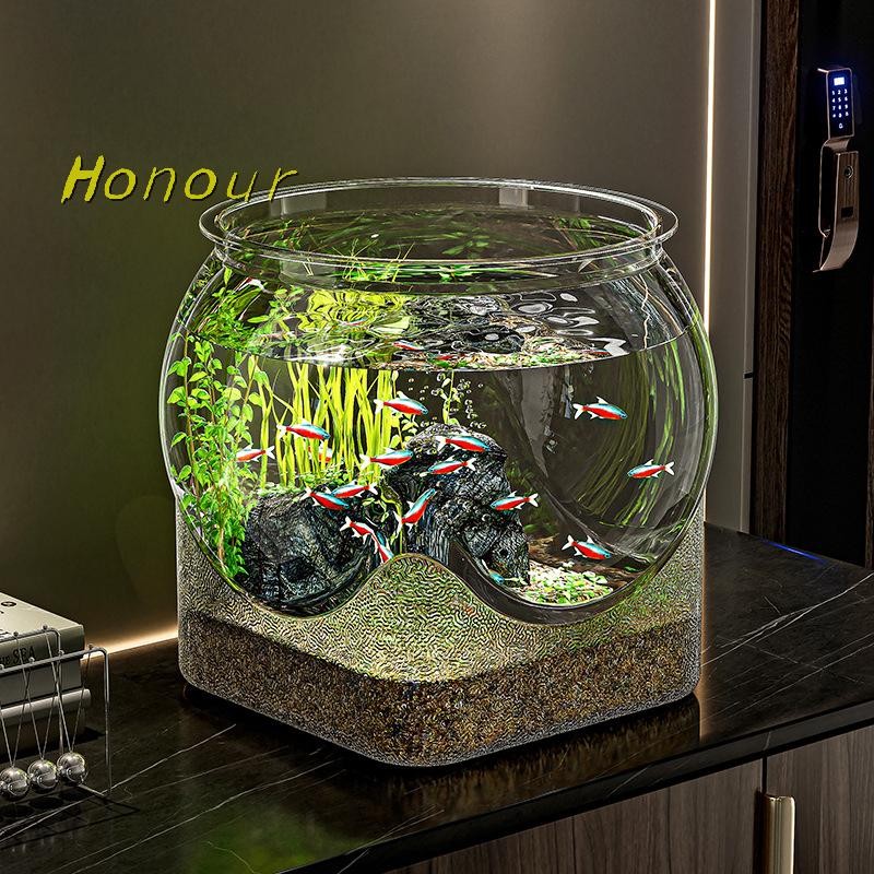 [Honour-t] Ultra Clear Round Fish Bowl Plastic Removable Desktop Fish ...
